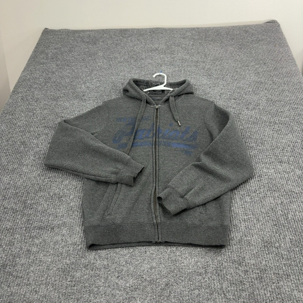 New England Patriots NFL Hoodie Womens M Grey Cotton Polyester Faux Fur‎ Lined